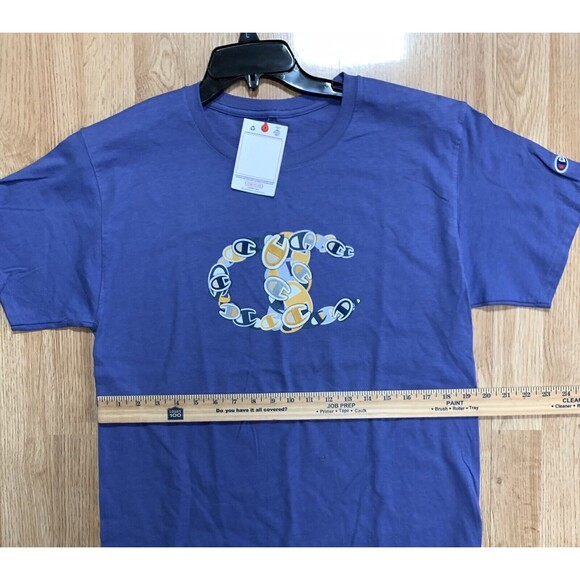 Champion Classic Comfortable Crewneck Men's T-Shirt Blue Graphic Tee Size Medium - Picture 4 of 9